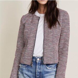 THEORY Ualana Z Beacon Tweed Zip-front Cropped Blazer Jacket